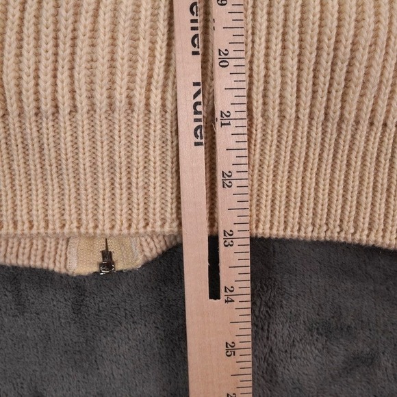 VTG LL Bean Cardigan Sweater Womens Medium Cream 100% Pure British Wool Zip Up - Picture 7 of 10